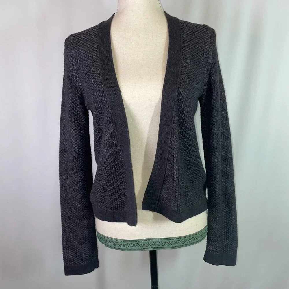 Banana Republic Size S Waffle Knit Cotton Cardigan Gray Open Front Long Sleeves - Picture 1 of 10